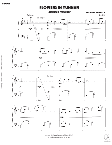 "Flowers in Yunnan" Glissando Technique Piece for Grade 1 Piano
