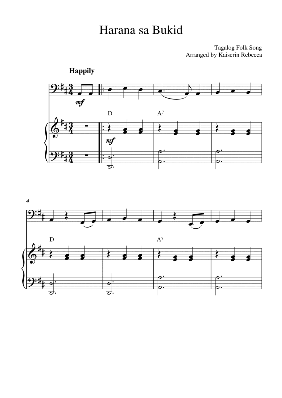 Harana sa Bukid (for cello solo and piano accompaniment) (arr. Kaiserin Rebecca)