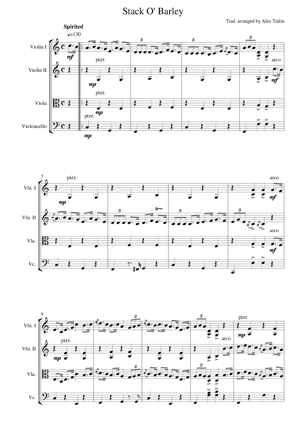 Stack o' Barley (arr. Alex Tinlin)