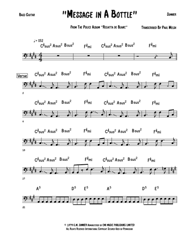 Message In A Bottle (arr. P Welsh)