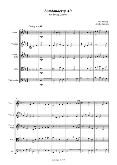 Londonderry Air (Danny Boy) - Jazz Arrangement for String Quartet (arr. K. Agioritis)