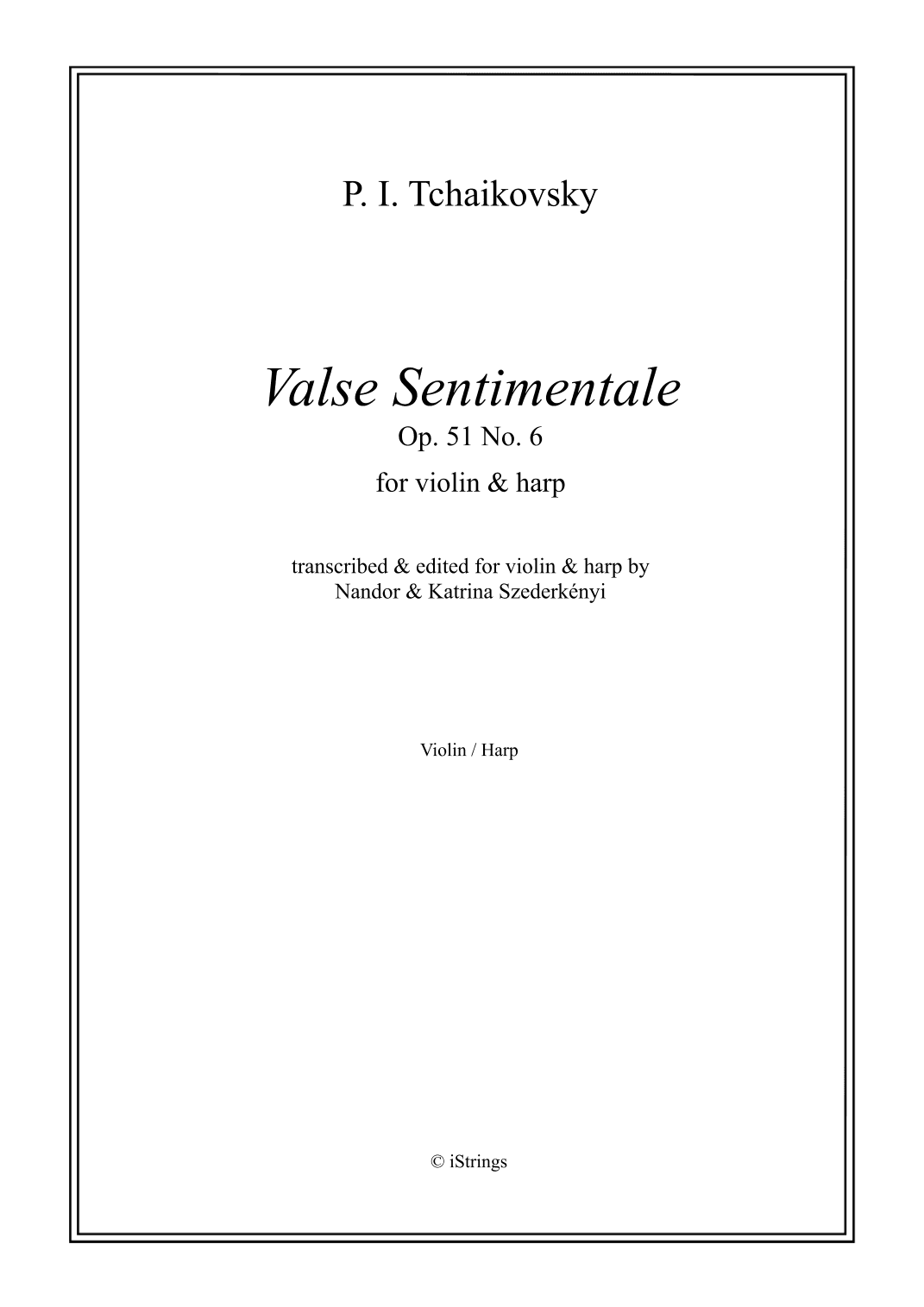 Valse Sentimentale for violin & harp (arr. N. Szederkenyi)