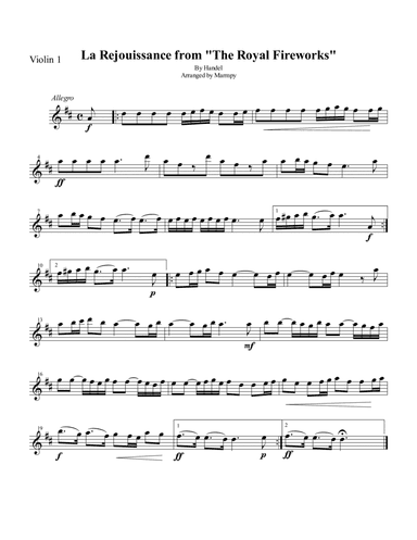 La Rejouissance from the Royal Fireworks (arranged for String Trio) (arr. Marmpy)