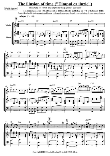 The illusion of time ("Timpul ca iluzie") - miniature for violin and/or piano (harp/guitar) duo/solo