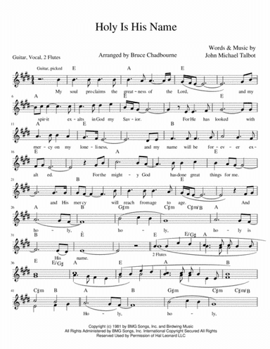 Holy Is His Name (arr. Bruce Chadbourne)