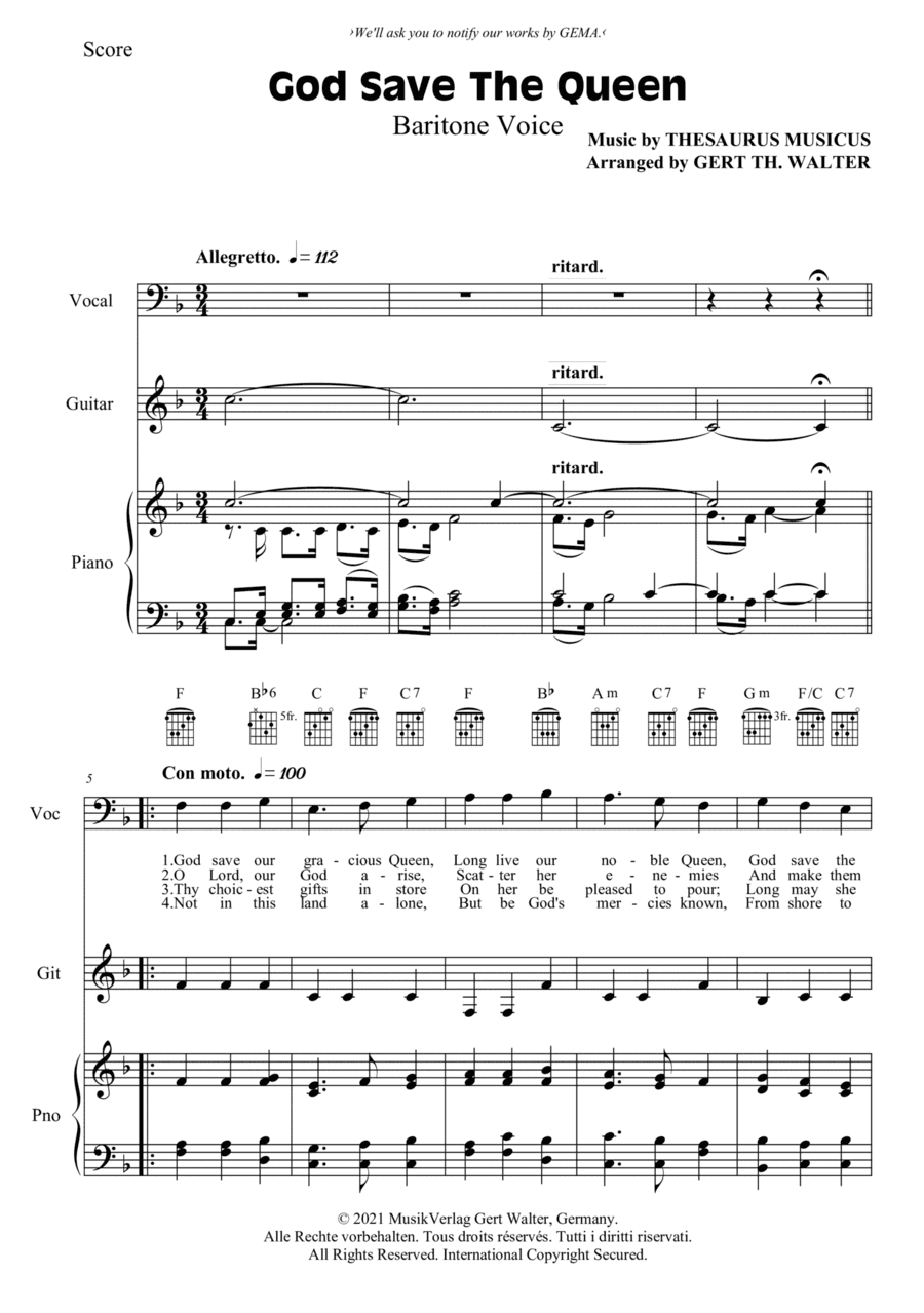 God Save The Queen (arr. Gert Th. Walter)