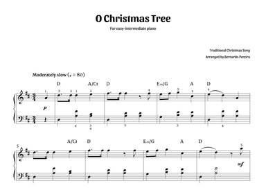 O Christmas Tree (easy-intermediate piano – D major) (arr. Bernardo Pereira)