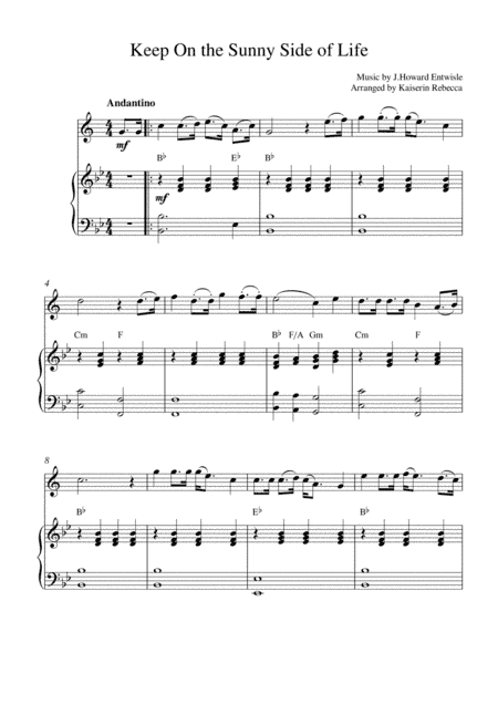 Keep On the Sunny Side of Life (Bb trumpet solo and piano accompaniment) (arr. Kaiserin Rebecca)