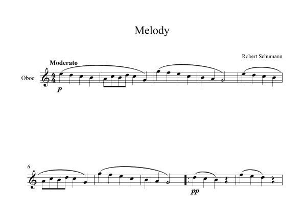 Melody - Robert Schumann (Oboe) (arr. Digital Book Music)