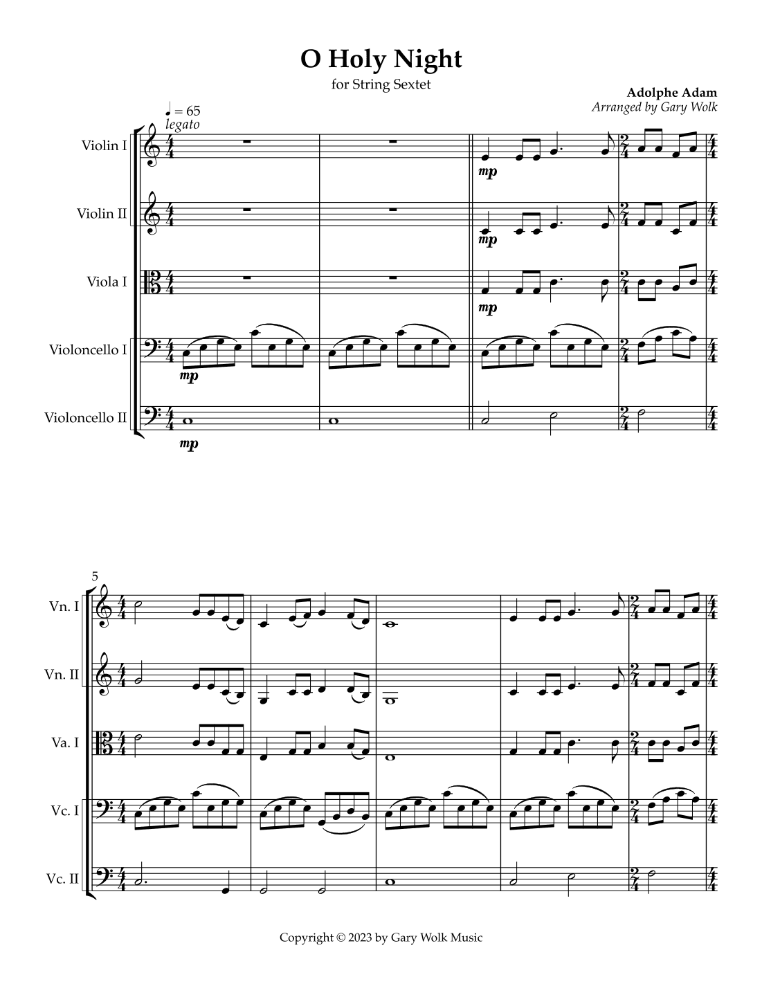 O Holy Night (arr. Gary Wolk)