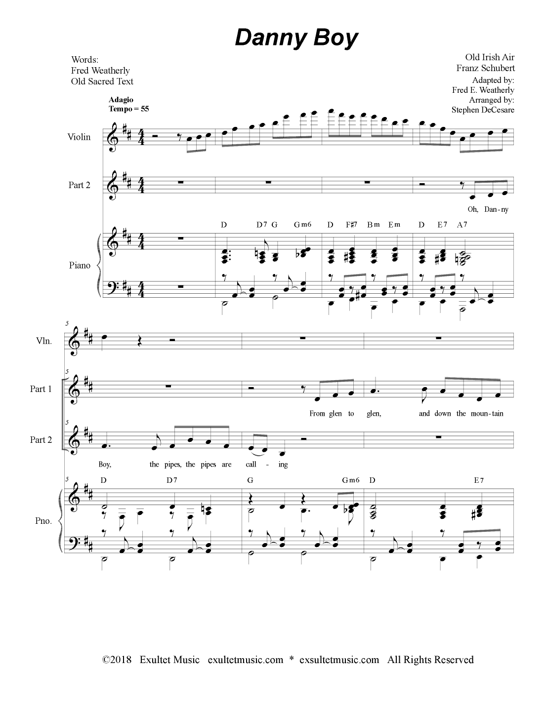 Danny Boy (Funeral Version) (2-part choir) (arr. Stephen DeCesare)