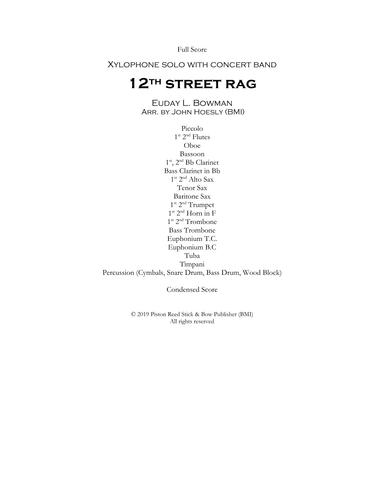 Twelfth Street Rag (12th Street Rag)- Solo Xylophone with Band (arr. John Hoesly)
