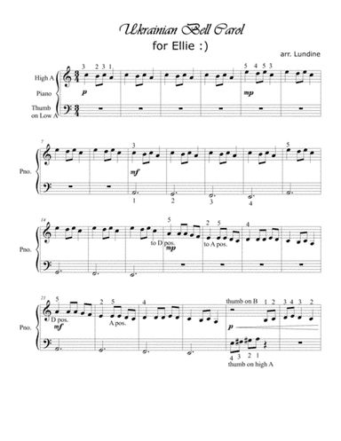 Ukrainian Bell Carol- easy piano (arr. Kristin Lundine)