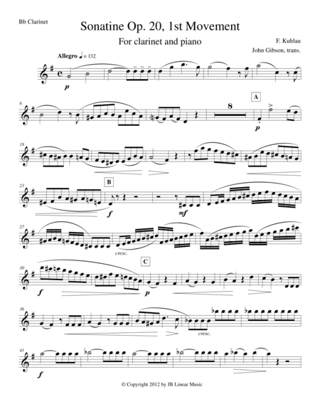 Sonatine by Kuhlau for Clarinet and Piano (arr. John Gibson)