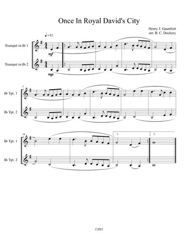 Once in Royal David's City (Trumpet Duet) (arr. B. C. Dockery)