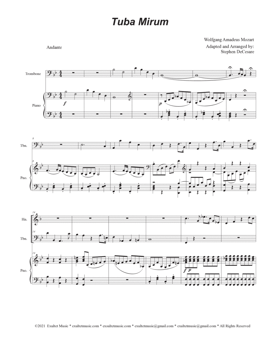 Tuba Mirum (Brass Quartet and Piano) (arr. Stephen DeCesare)
