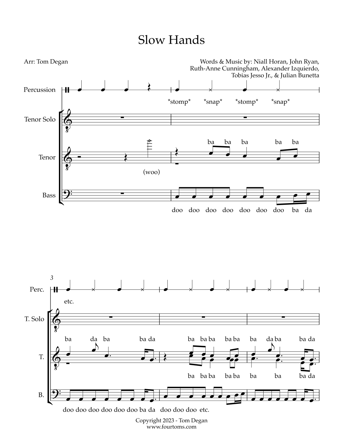 Slow Hands (arr. Thomas Degan)