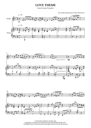 Love Theme (tema D'amore) (arr. Karen Gueiros)