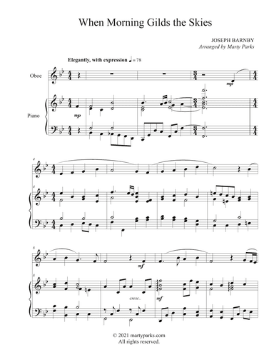 When Morning Gilds the Skies (Oboe-Piano) (arr. Marty Parks)