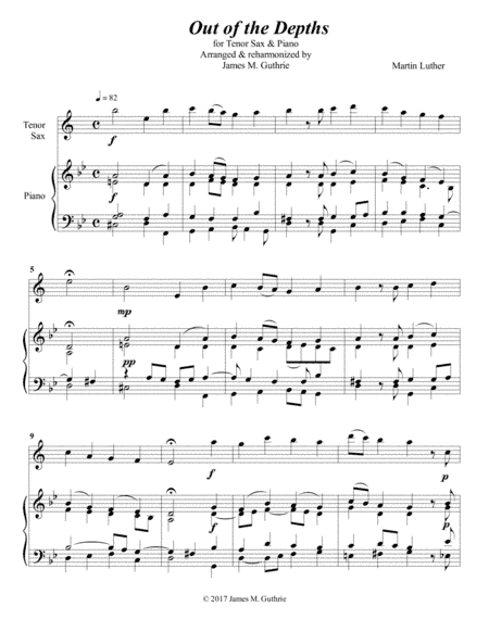 Luther: Out of the Depths for Tenor Sax & Piano (arr. James M. Guthrie, ASCAP)