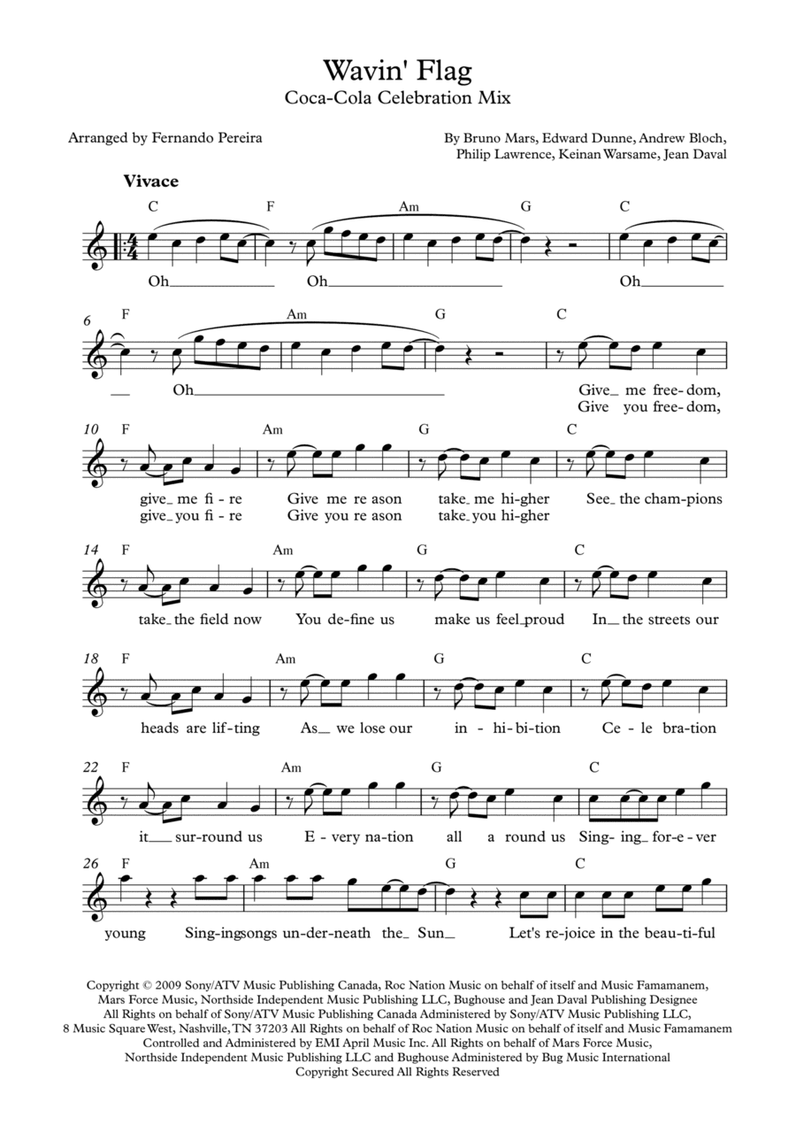 Wavin' Flag (coca-cola Celebration Mix) (arr. Fernando Pereira)