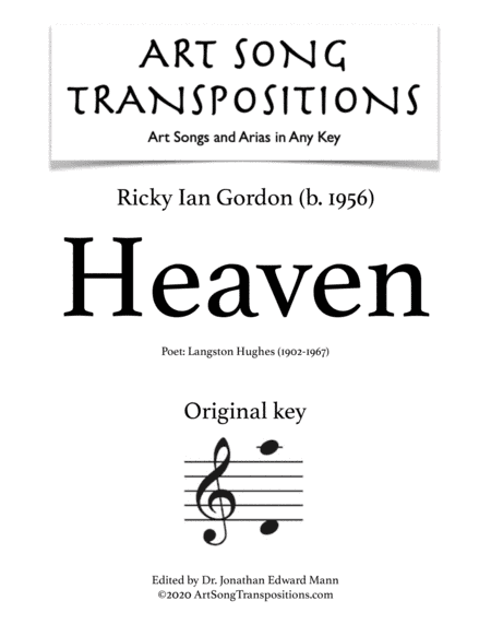 Heaven (arr. ArtSongTranspositions.com)