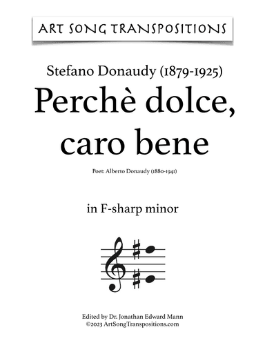 DONAUDY: Perchè dolce, caro bene (transposed to F-sharp minor, F minor, and E minor) (arr. ArtSongTranspositions.com)