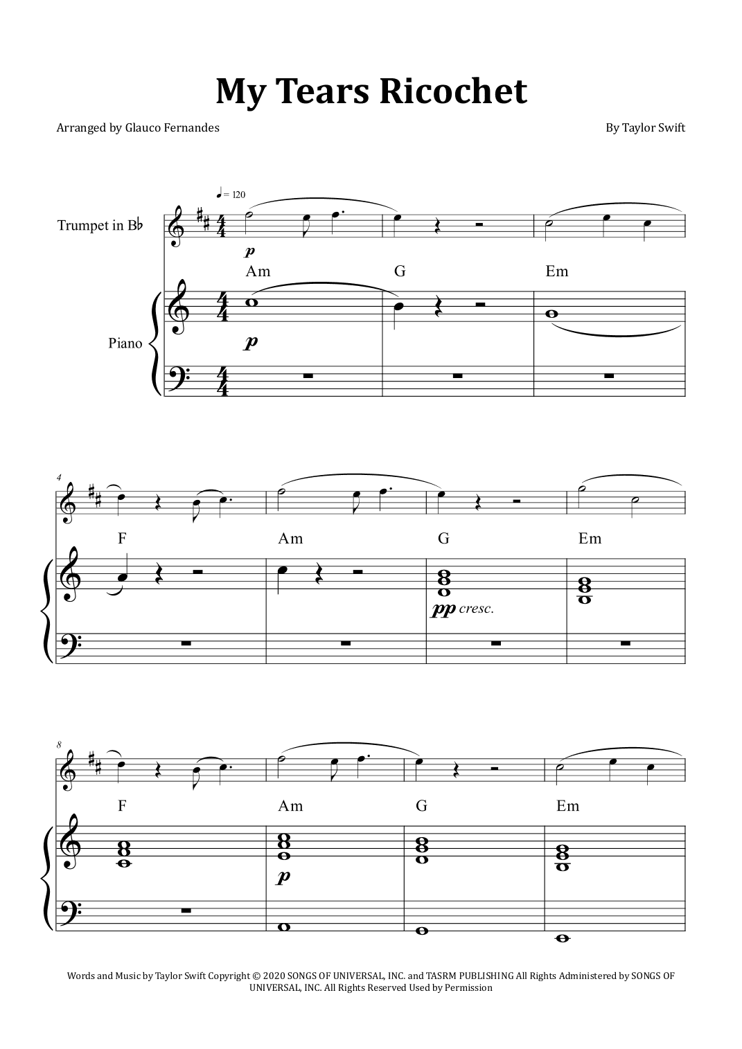 My Tears Ricochet (arr. Glauco Fernandes)