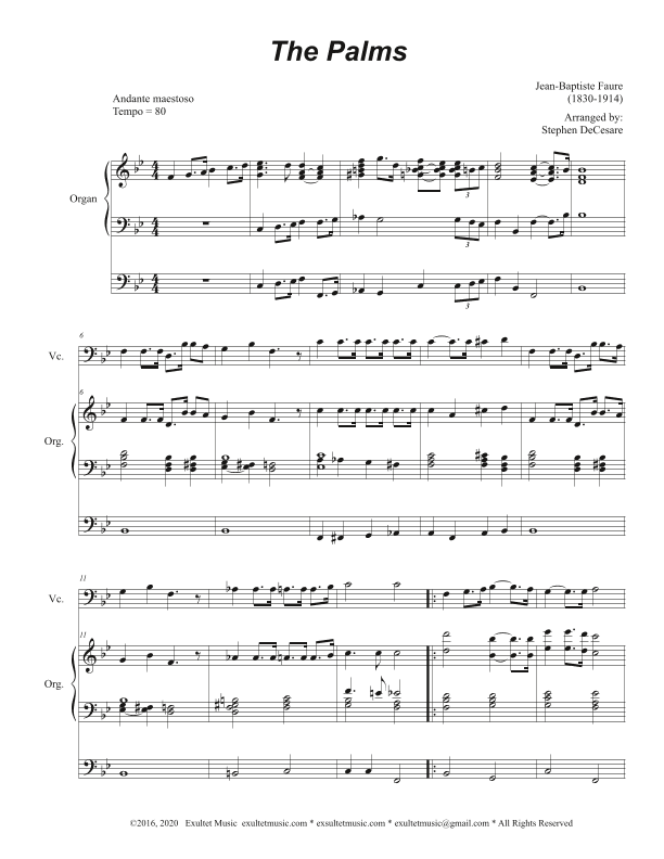 The Palms (Cello solo and Organ) (arr. Stephen DeCesare)
