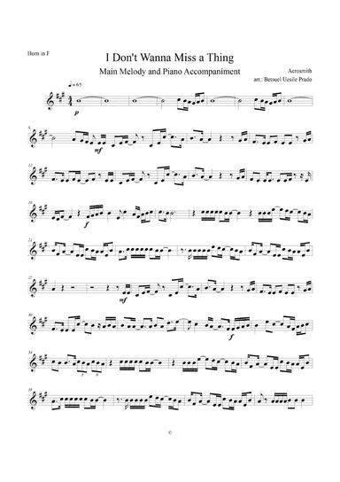 I Don't Want To Miss A Thing (arr. Uesile Prado)