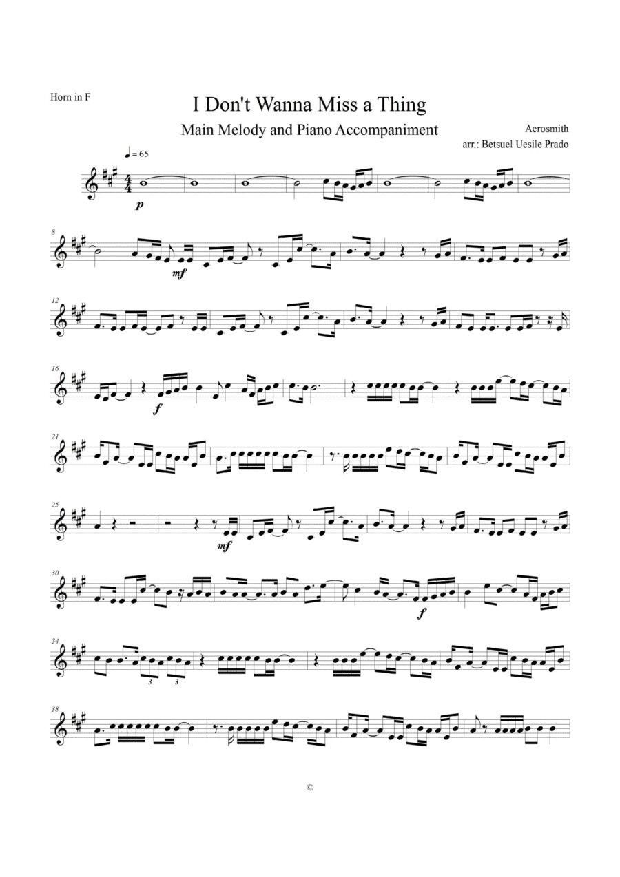 I Don't Want To Miss A Thing (arr. Uesile Prado)