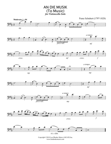 Franz Schubert - "An Die Musik" Cello solo (arr. Len Rhodes)