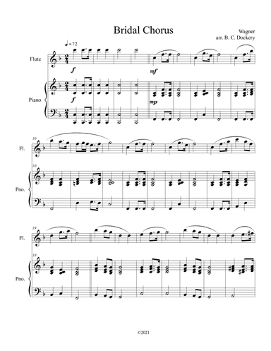 Bridal Chorus (Here Comes the Bride) for Solo Flute and Piano (arr. B. C. Dockery)