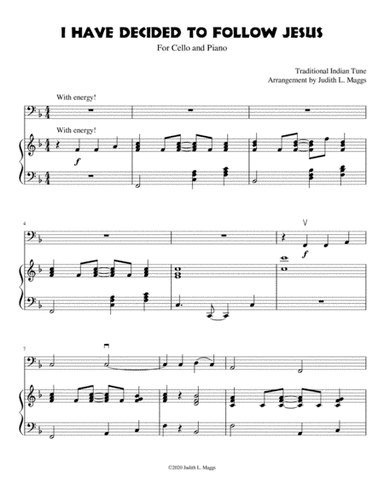 I Have Decided to Follow Jesus - Cello and piano (arr. Judith L. Maggs)