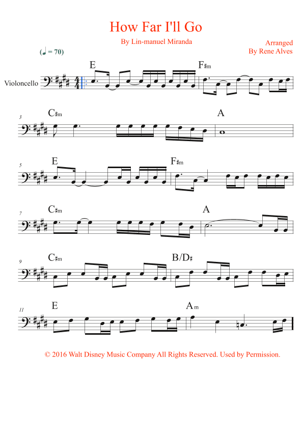 How Far I'll Go (arr. By Rene Alves)