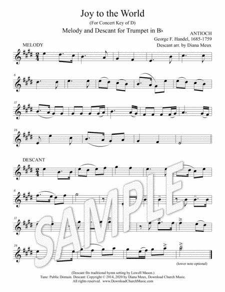 Joy to the World - Trumpet melody & descant (arr. Diana Meux)