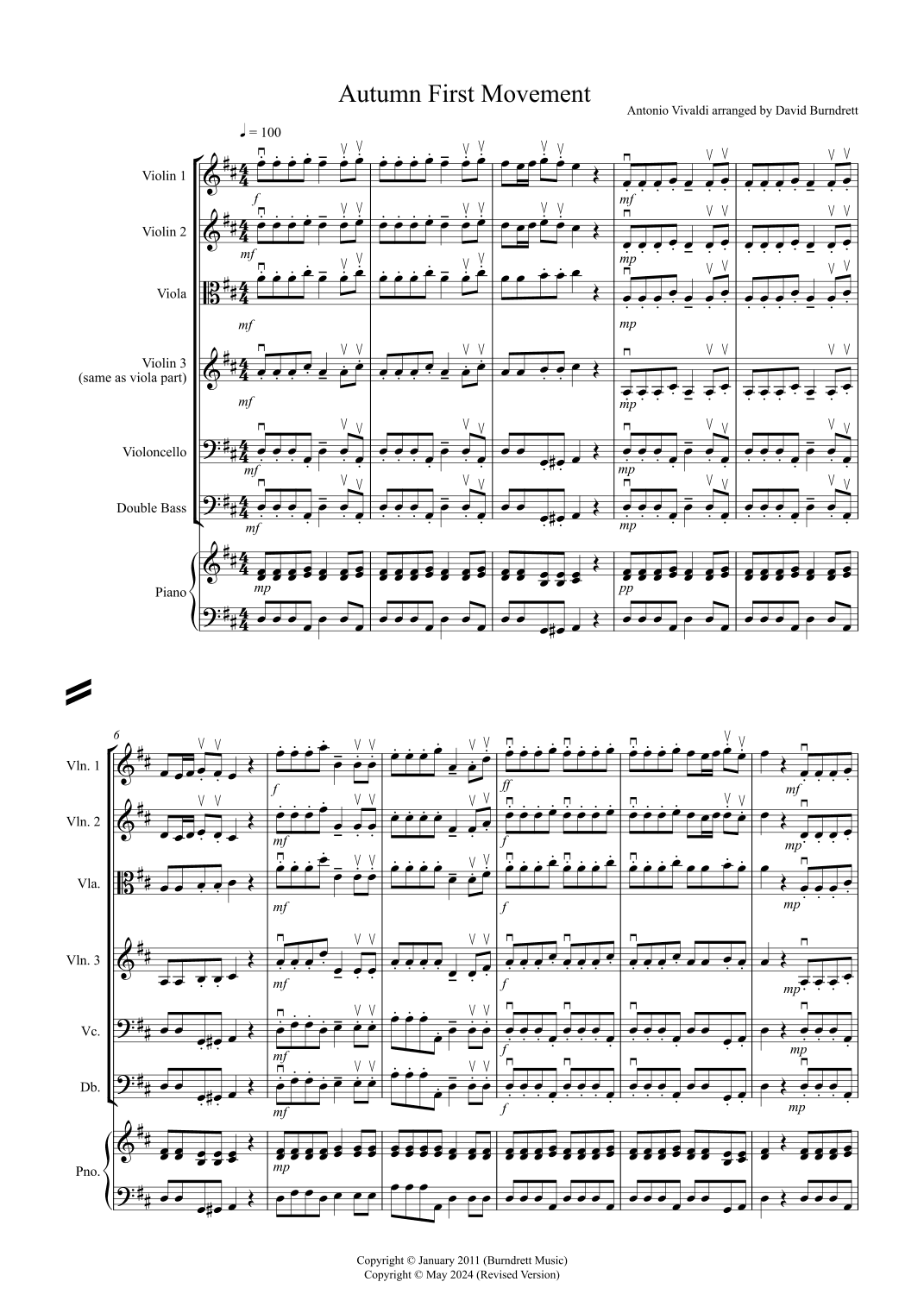 Autumn "Four Seasons" for String Orchestra (arr. D.Burndrett)