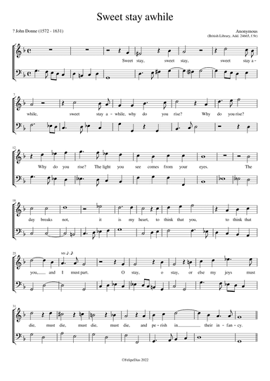 Sweet stay awhile (arr. Early Music Scores)