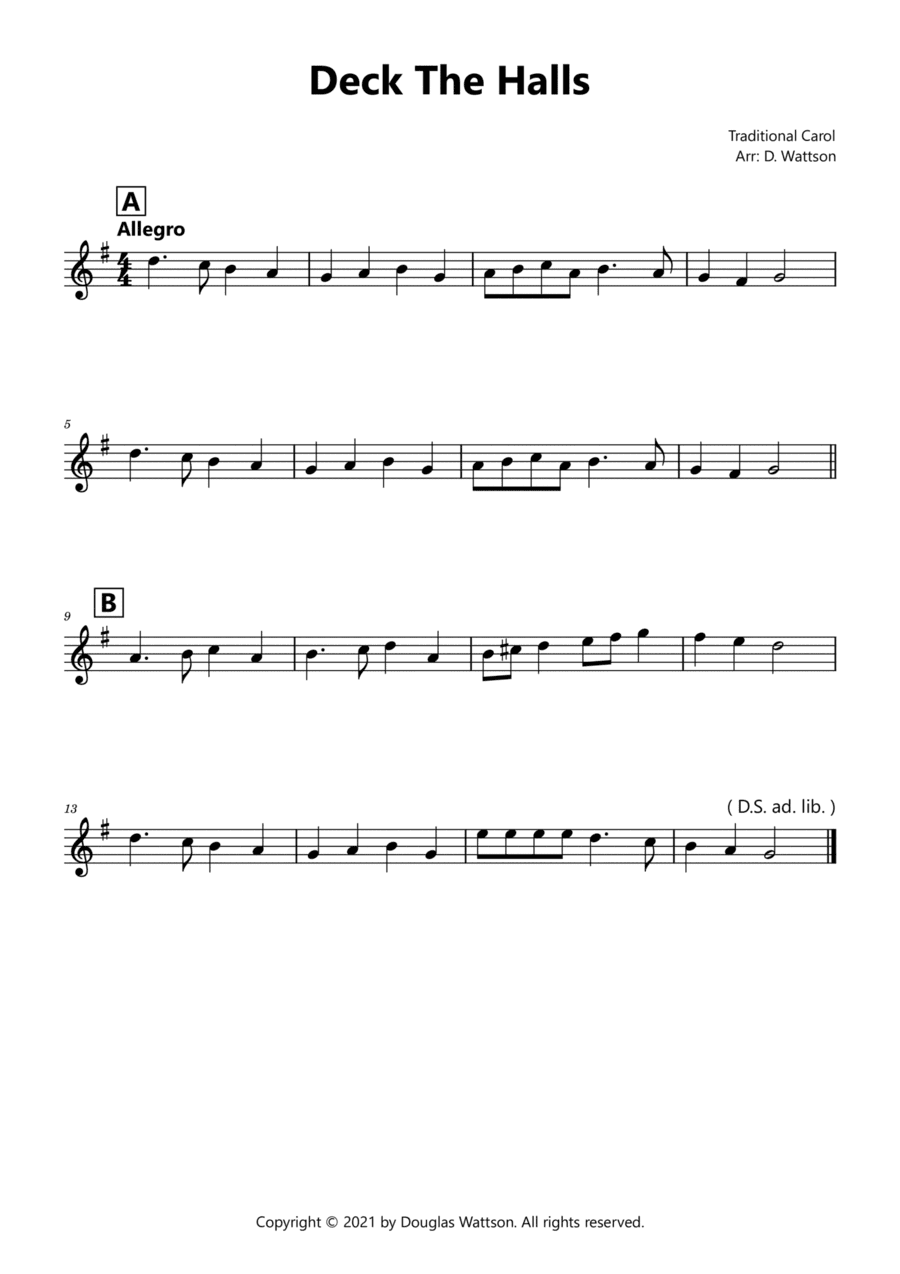 Deck The Halls (arr. Douglas Wattson)