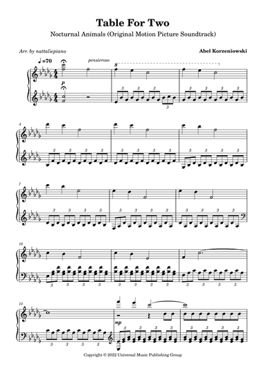 Table For Two (arr. nattaliepiano)