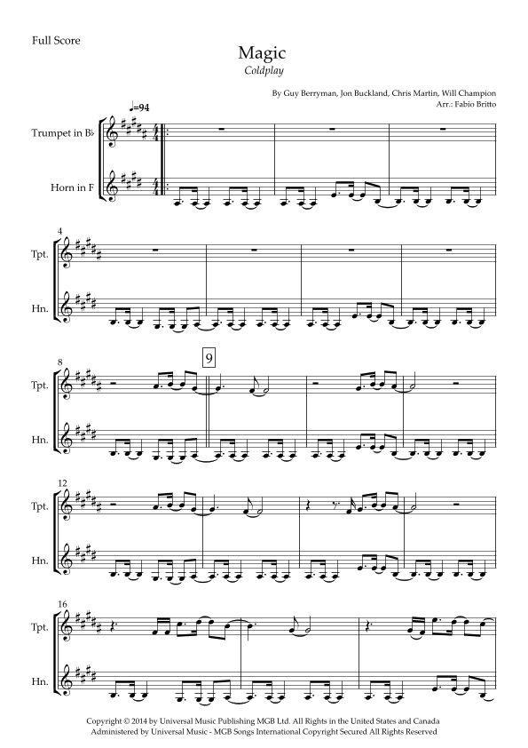 Magic (arr. Fabio Britto)