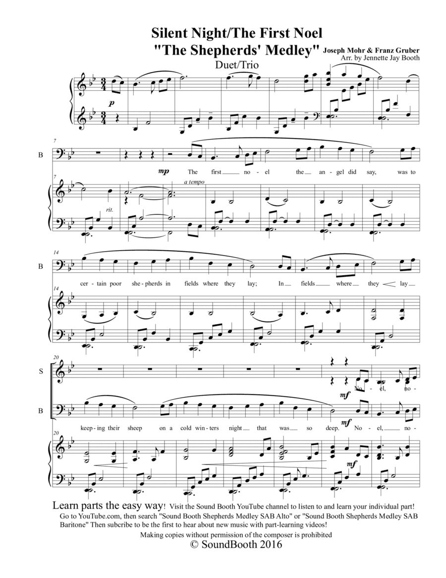 The Shepherds' Medley (The First Noel/Silent Night) Duet/Trio (arr. Sound Booth)