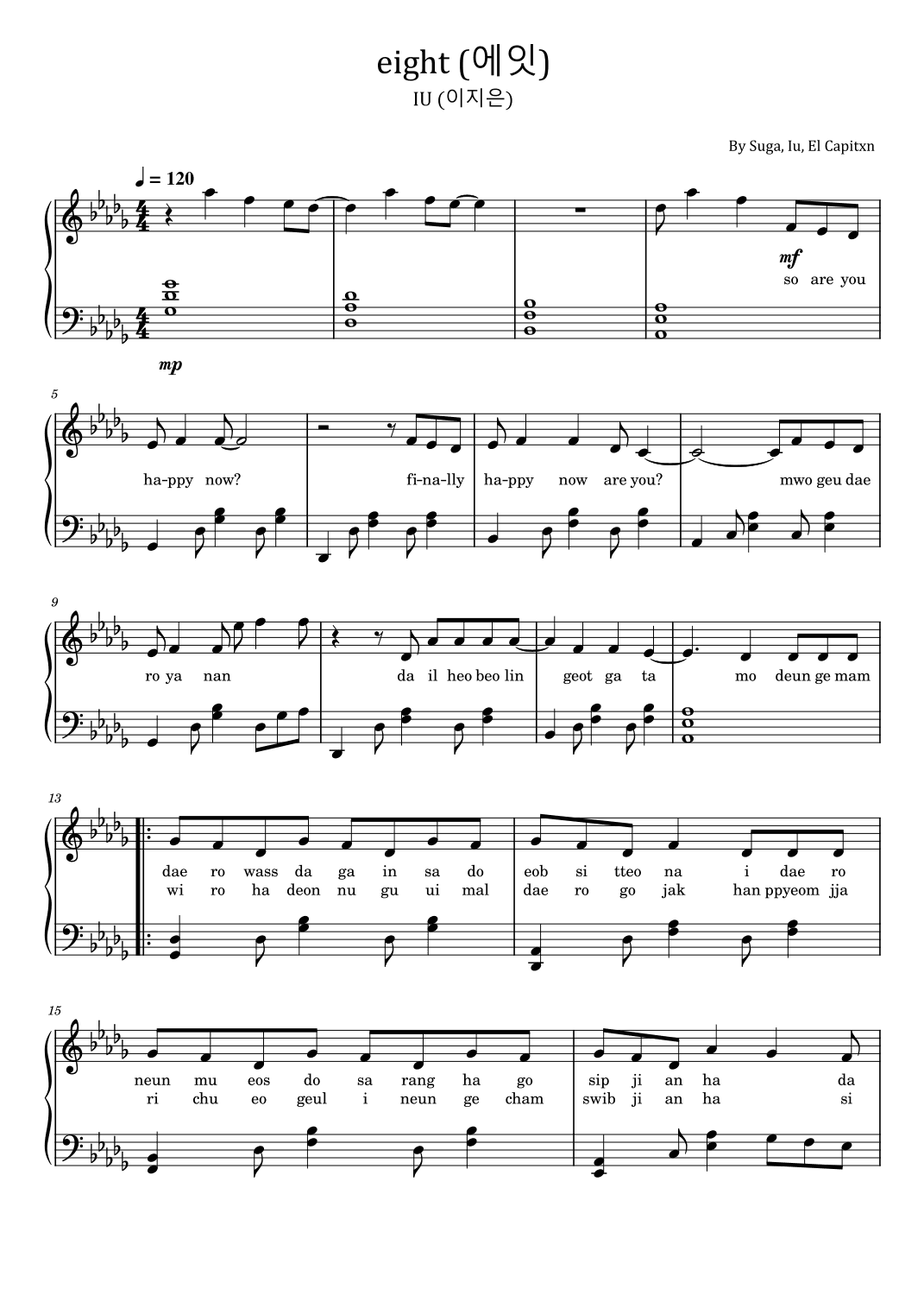 Eight(prod.&feat.suga Of Bts) (arr. poon)