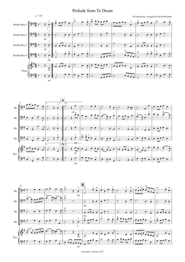 Prelude and Te Deum for Double Bass Quartet (arr. David Burndrett)