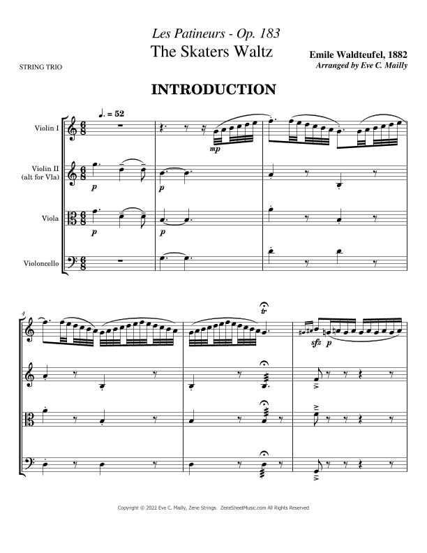 Les Patineurs, Opus 183  (The Skaters Waltz) - String Trio (arr. Eve C. Mailly - Zene Strings)
