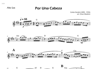 Por Una Cabeza - Alto Sax Solo - W/Chords (arr. César Madeira)