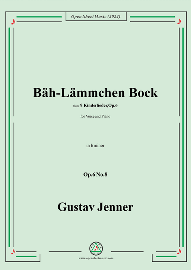 Jenner-Bäh-Lämmchen Bock,in b minor,Op.6 No.8 (arr. OSM Press)