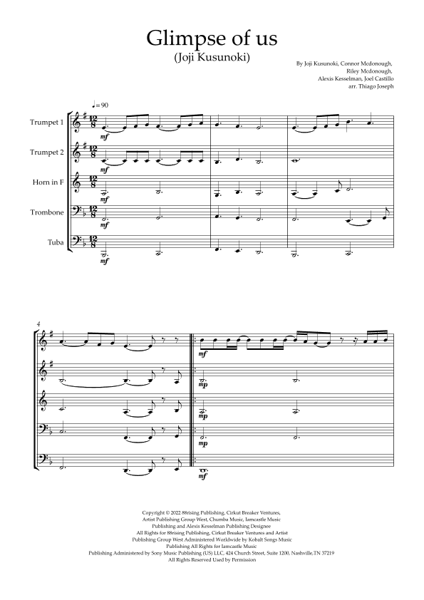 Glimpse Of Us (arr. Thiago Joseph)