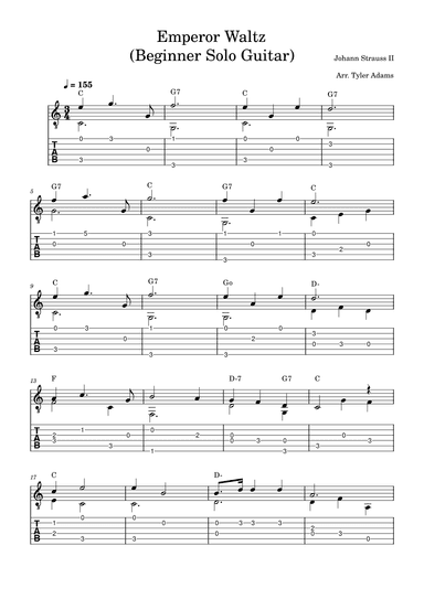 Emperor Waltz (Beginner Solo Guitar) (arr. Tyler Adams)