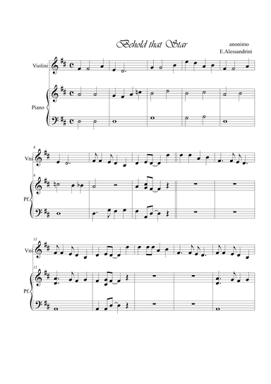 Behold that star. Violin and piano (arr. Ester Alessandrini)
